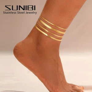 Tornozeleira de Corrente de Cobra de Aço Inoxidável - Sunibi.