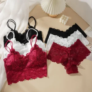Sutiã de Renda Sexy Feminino - Conjunto Sólido.