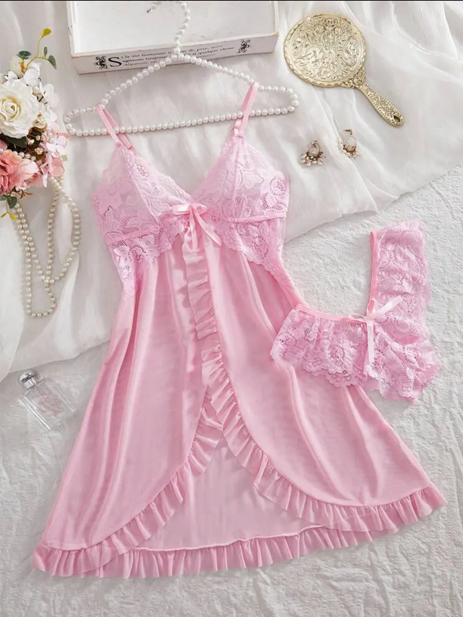 Conjunto Rosa Feminino - Camisola e Calcinha. - Imagem 3