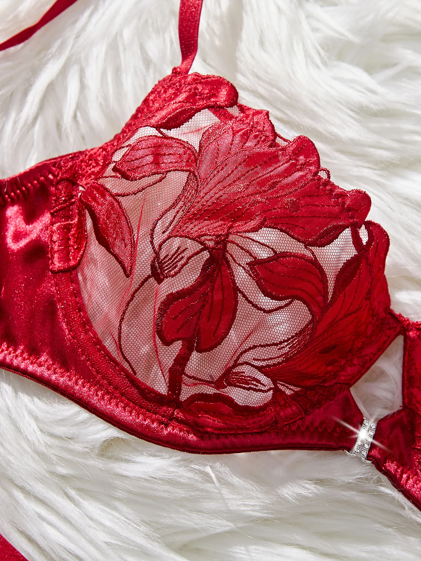 Conjunto de Lingerie Sexy - Bordado Floral Feminino. - Imagem 15