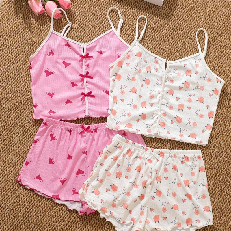 Novo Conjunto de Pijamas Femininos - Roupas de Dormir/Camisetas Curtas e Shorts. - Imagem 12