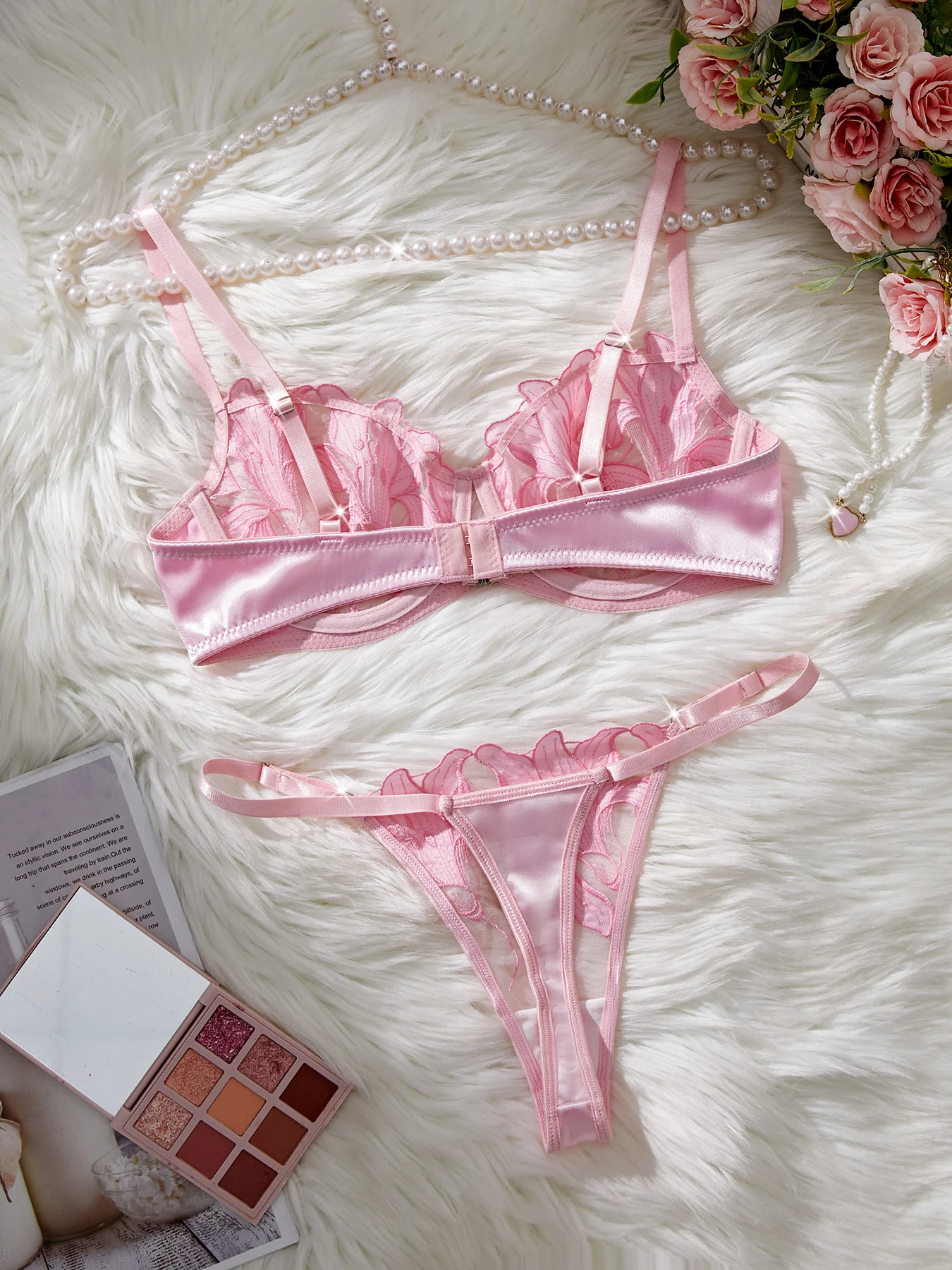 Conjunto de Lingerie Sexy - Bordado Floral Feminino. - Imagem 9