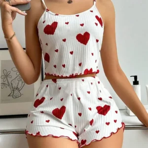 Conjunto de Pijamas Femininos - 2 Peças Regata Curta e Shorts.
