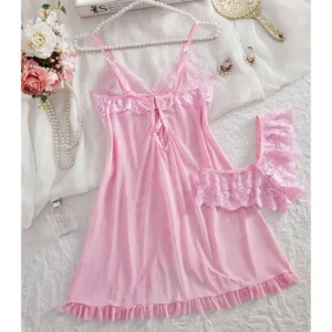 Conjunto Rosa Feminino  - Camisola e Calcinha.