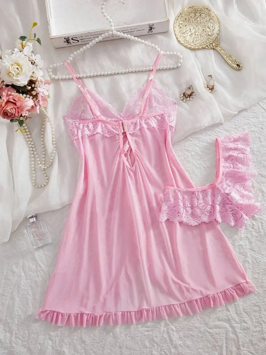 Conjunto Rosa Feminino - Camisola e Calcinha. - Imagem 15